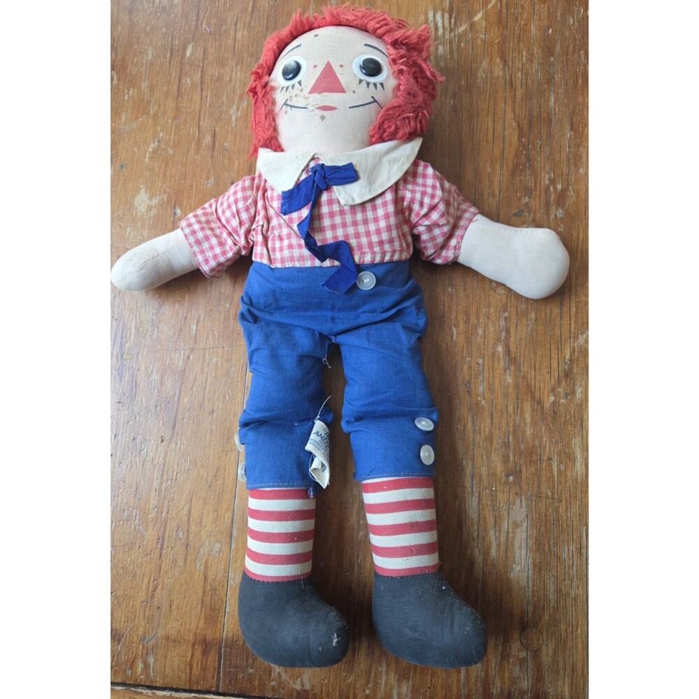 Vintage 1966-70 Raggedy Andy Doll 16” Knickerbocker Original Outfit I Love You